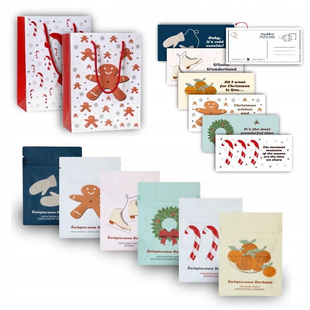 Dárková Sada Čaje MIX Káva Taška Pohlednice Dárek Pro Mikuláše