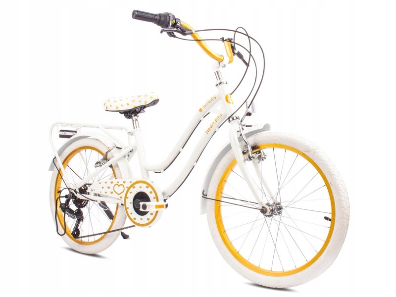 Rower dziecięcy Sun Baby Heart bike 20 cali dla dziewczynki Biało-złoty