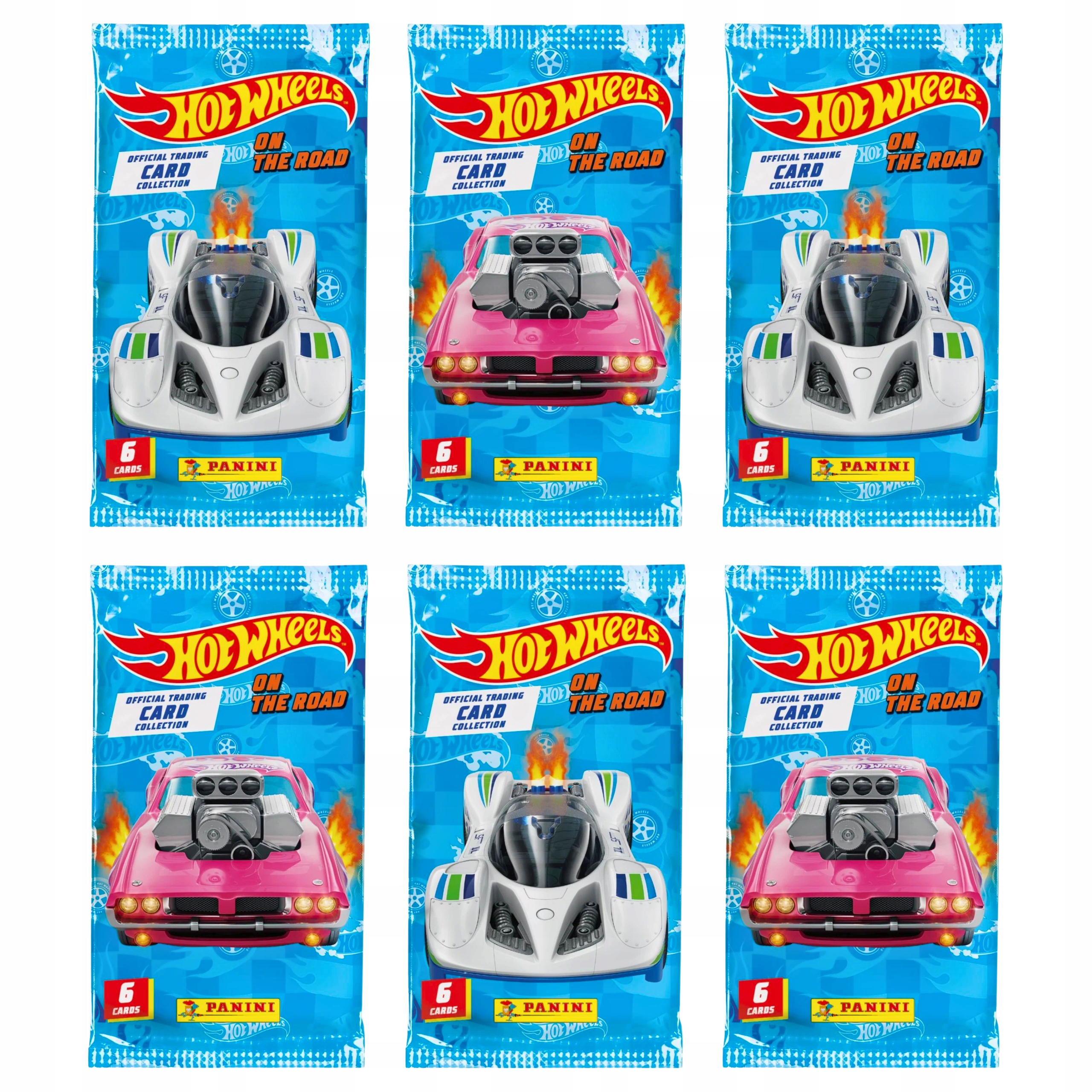 Saszetki 6 szt. Karty Hot Wheels On The Road Panini 36 Kart do Albumu