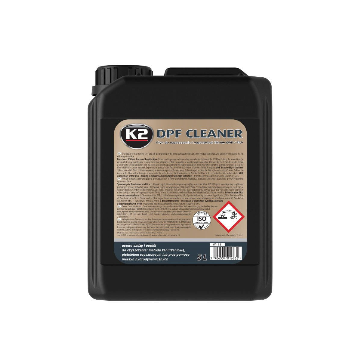 K2 DPF CLEANER PŁYN DO CZYSZCZENIA DPF FAP 5L W155 Rodzaj czyszczenie filtrów DPF/FAP