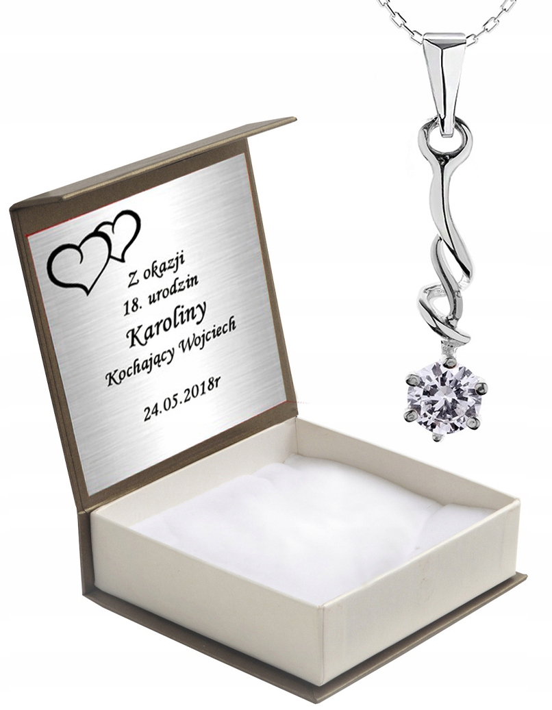 

Wisiorek Delikatny Z Cyrkonią I Łańcuszkiem+grawer