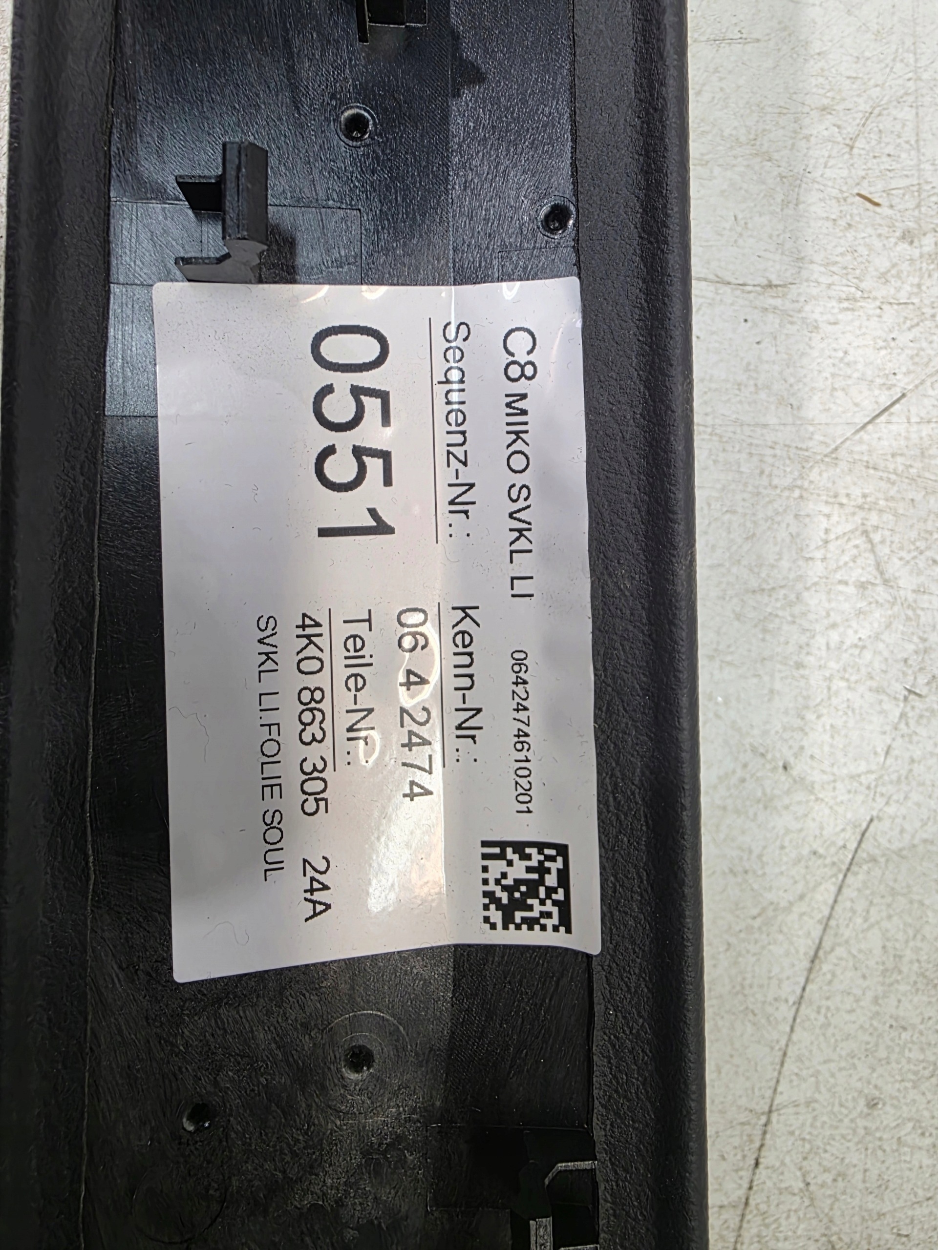 cover TUNELU left AUDI A6 C8 4K1863305 EUROPA