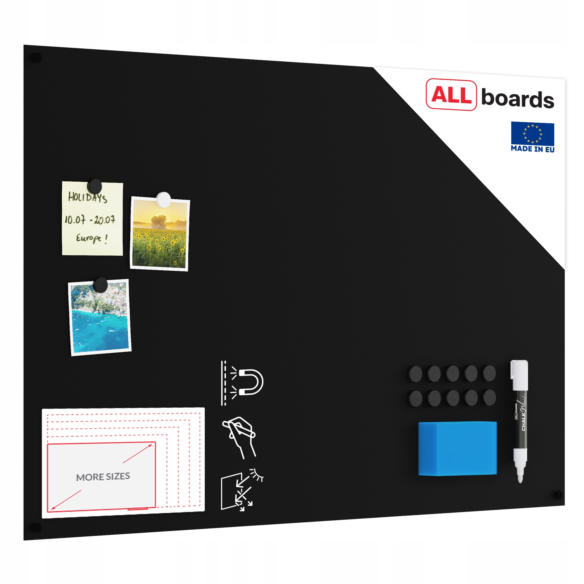 Tablica magnetyczna bezramowa kredowa panel magnetyczny 90x60 cm Gratisy