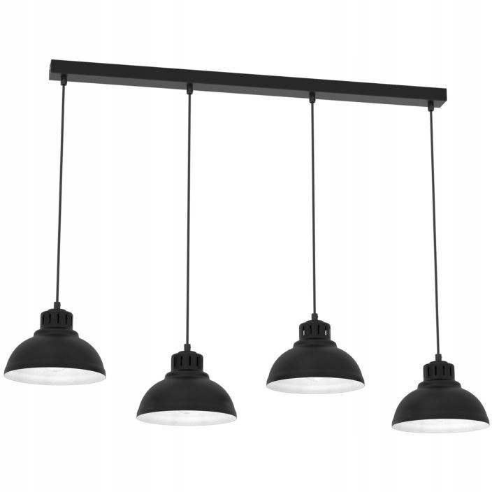 Dlouhá Industriální Závěsná Lampa Černá Luminex Sven 4 nad pultem ostrova