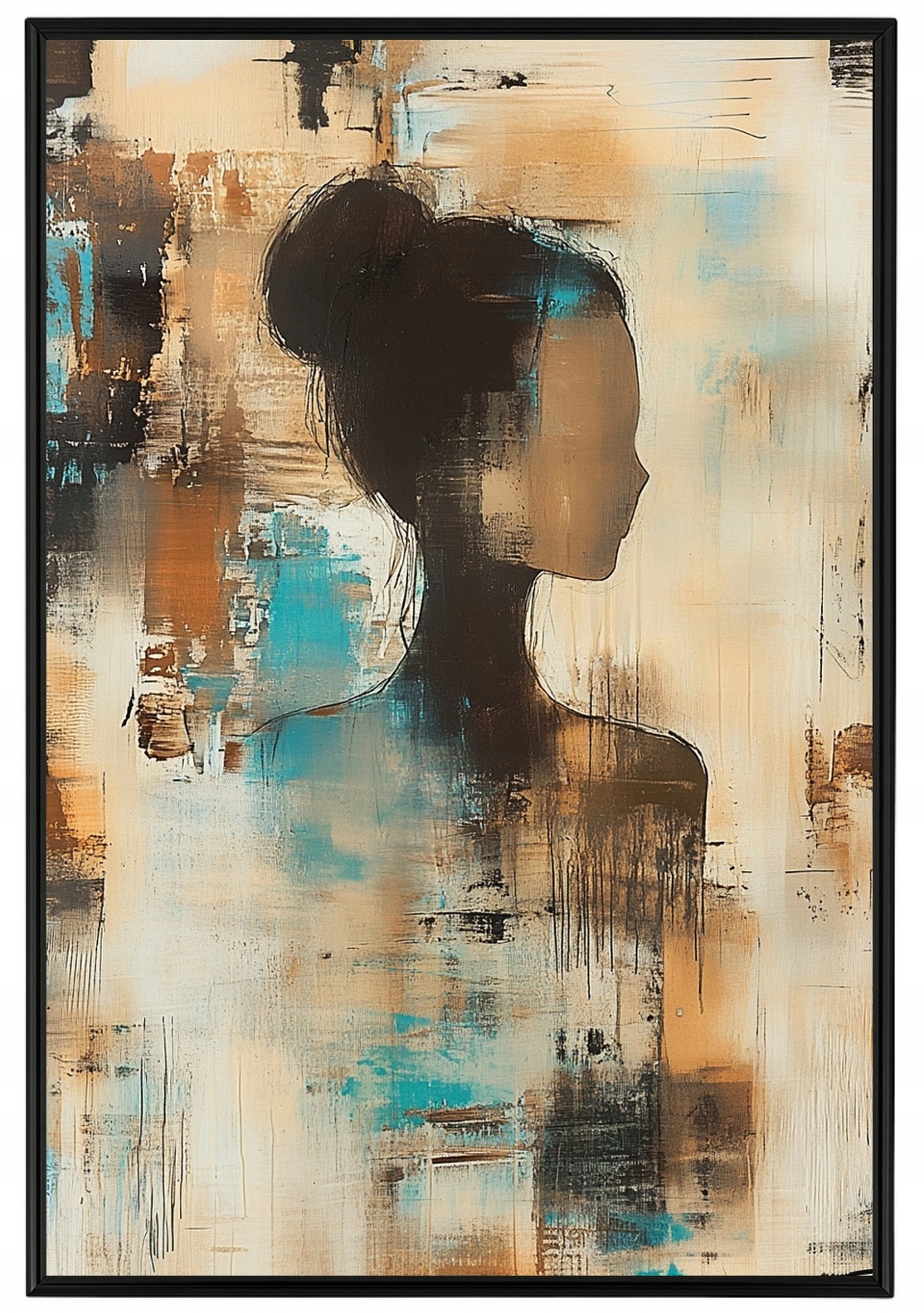 Plakát S Hliníkovým Rámeček Abstrakční Postava, Silueta, Ženský Profil 40x60
