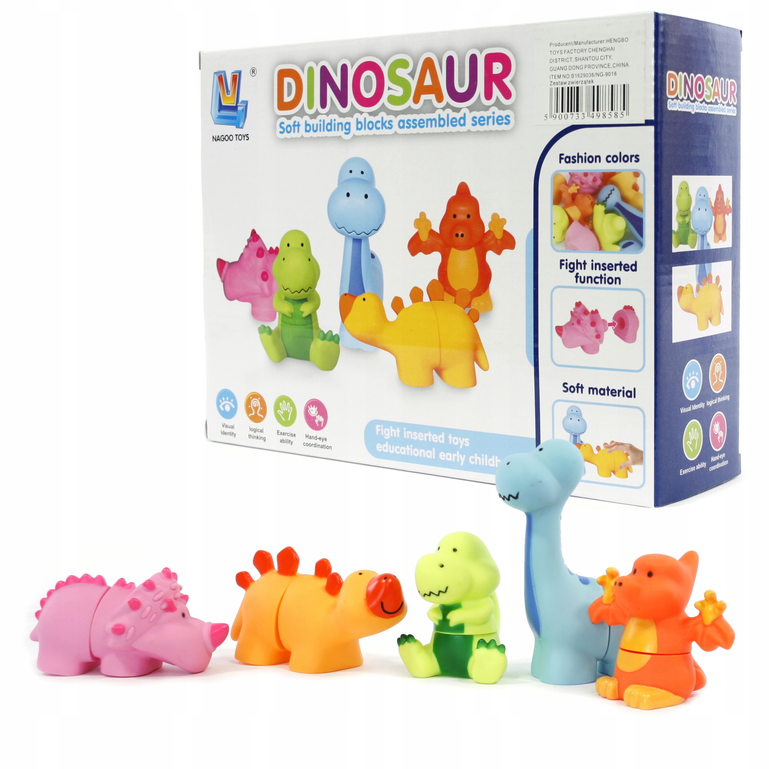 

Gumowe Figurki Dinozaury Do Składania klocki 5szt