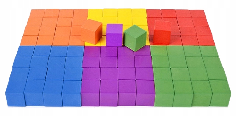 DREWNIANY ZESTAW KOLOROWE KLOCKI KOSTKI MONTESSORI Wysokość produktu 6 cm