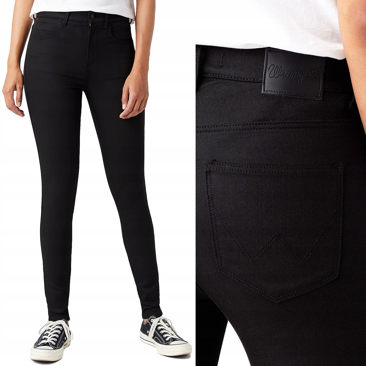 Wrangler High Rise Skinny černé dámské džínové úzké nohavice kalhoty W26 L30