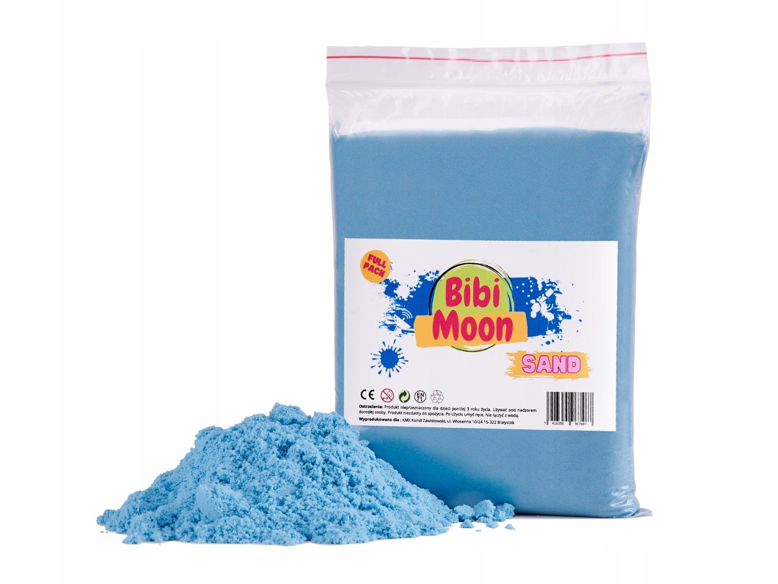 BibiMoon Piasek Kinetyczny 1kg Piaskolina Magiczny WORECZEK NIEBIESKI