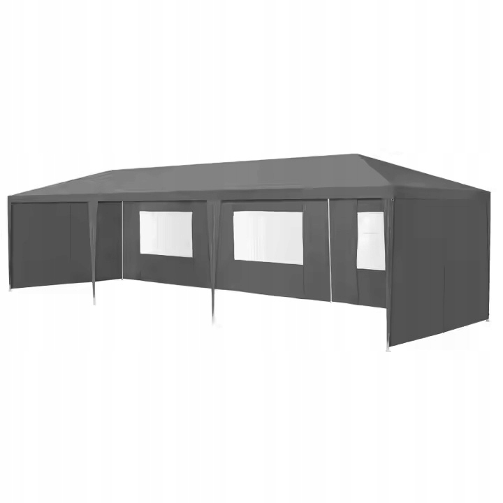 Obchodný záhradný pavilón 3x9 m 8 stien sivý MultiGarden