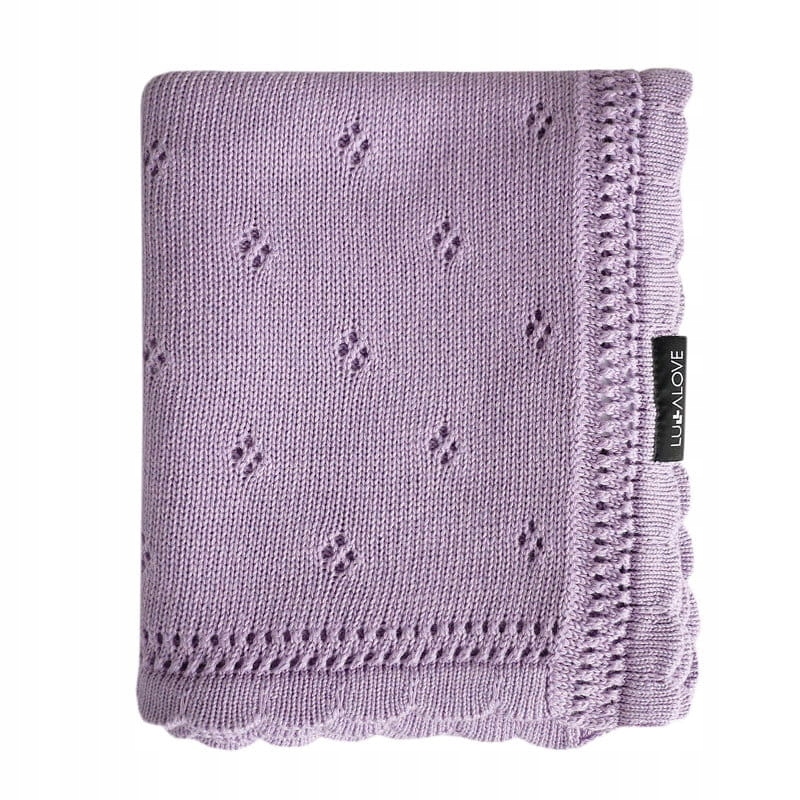 LULLALOVE Kocyk bambusowy ażurowy Daisy Lawenda 80x100