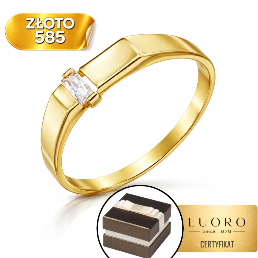 Prstýnek 585 14K Signet S Bílým Kamenem Šířka 3,5 MM R18