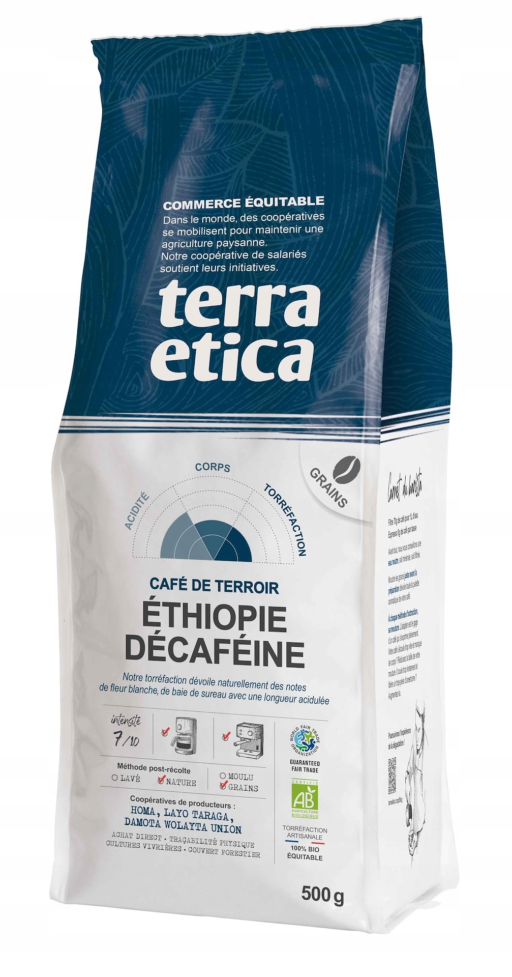Levně Káva zrnková bezkofeinová arabica 100 % etiopie fair trade bio 500 g te