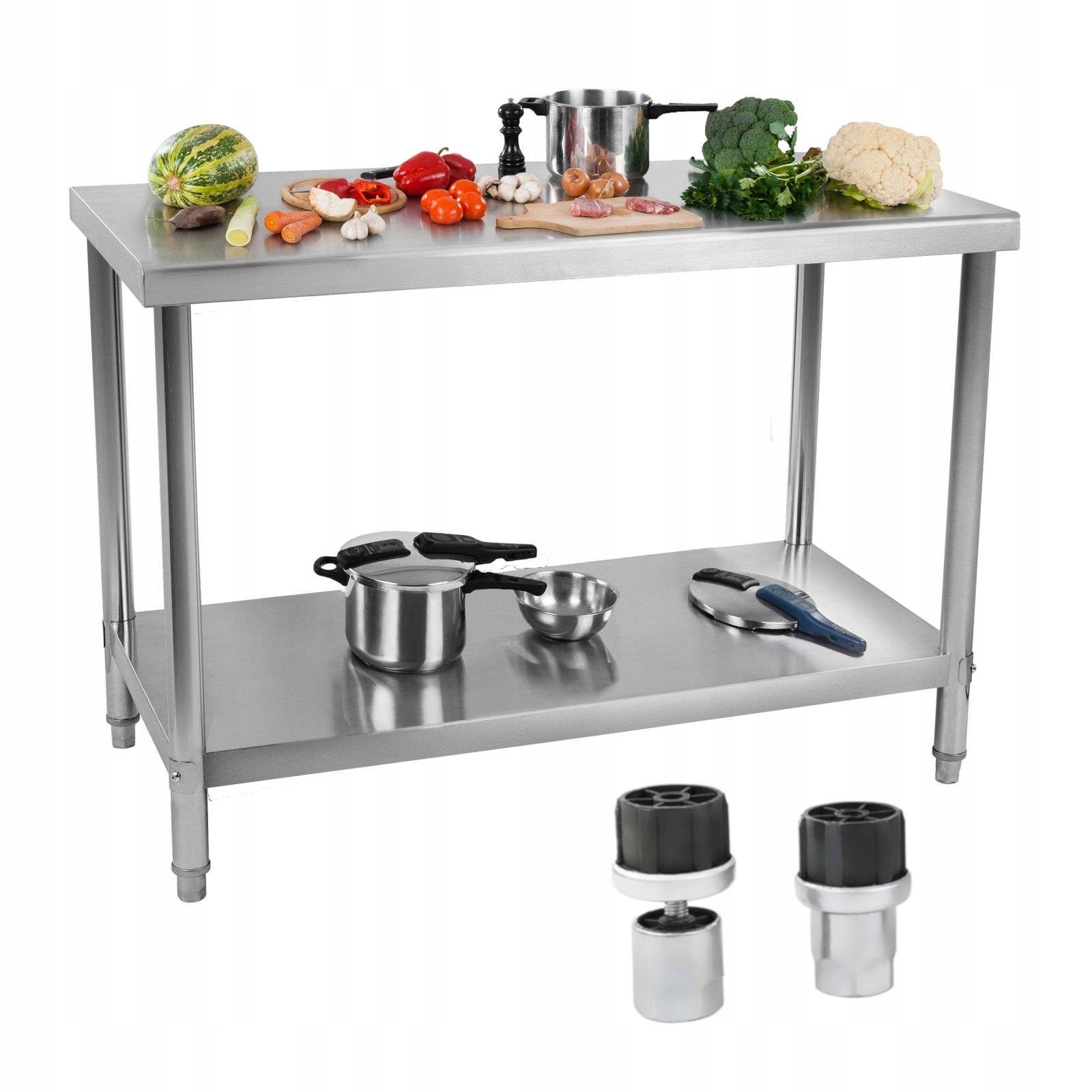 Gastronomický Pracovní Stůl 120 X 70 CM Nerezová Ocel S Policí 143 Kg 2 Úrovně