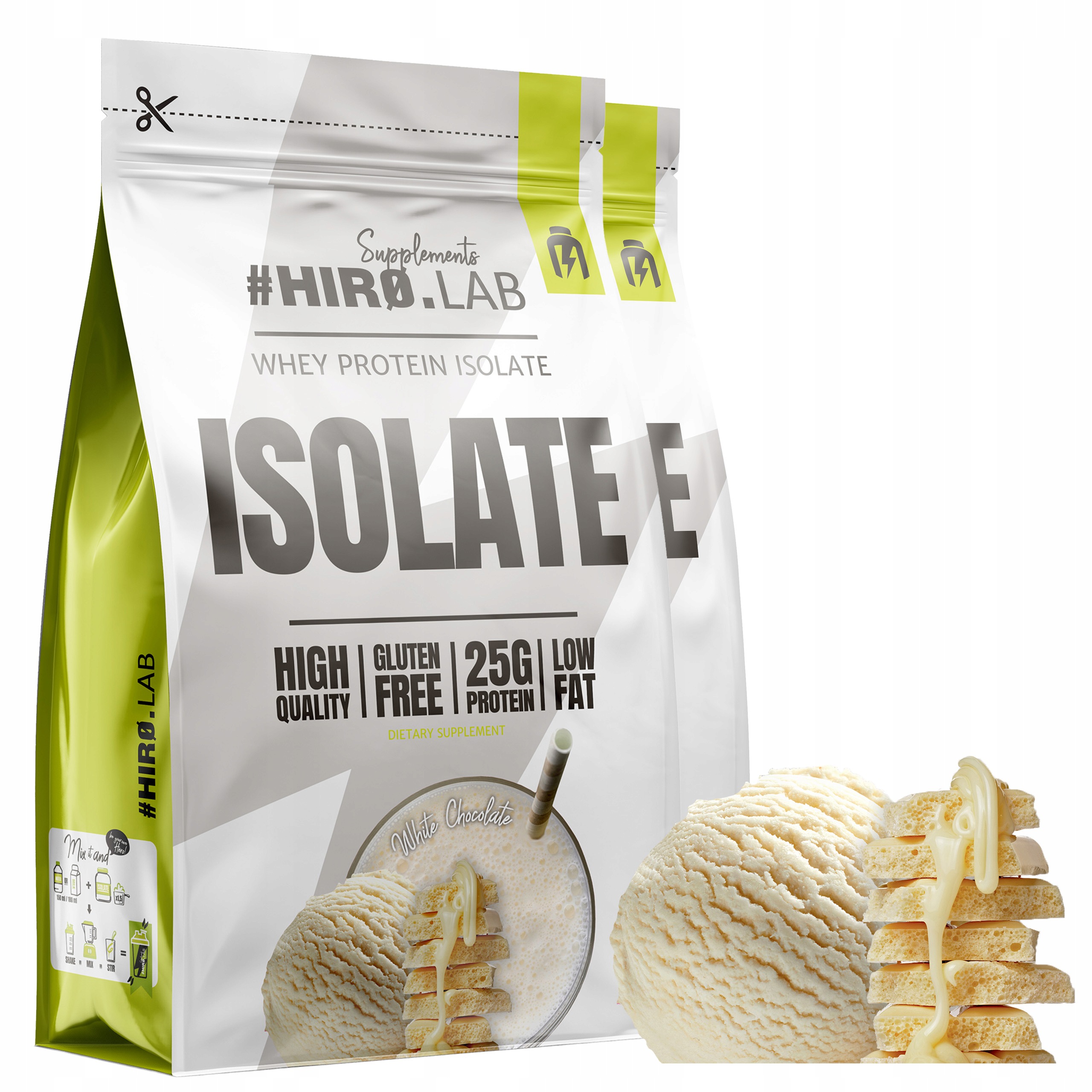 2x Izolát syrovátky Bílkoviny Wpi Whey Protein 700 g Bílá Čokoláda Hiro.Lab
