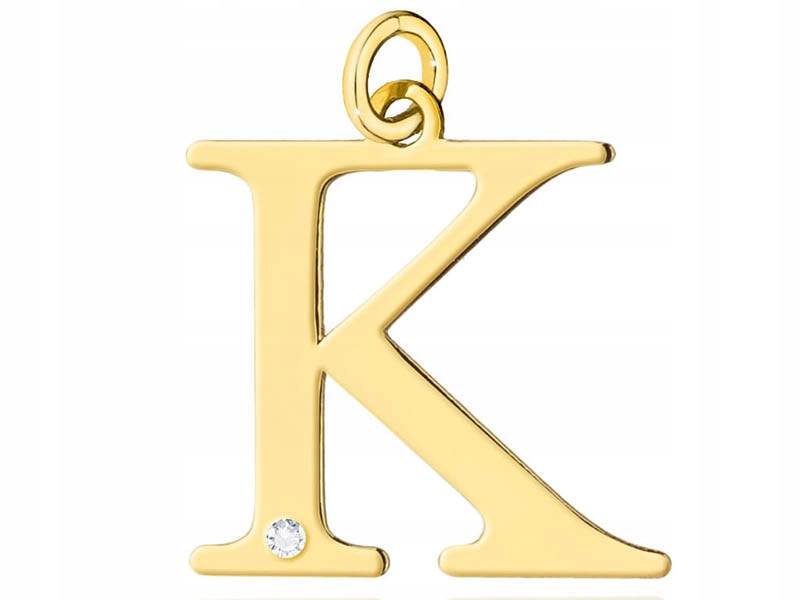 Zlatý přívěsek 585 velké písmeno K s briliantem na řetízek, písmeno přívěsku