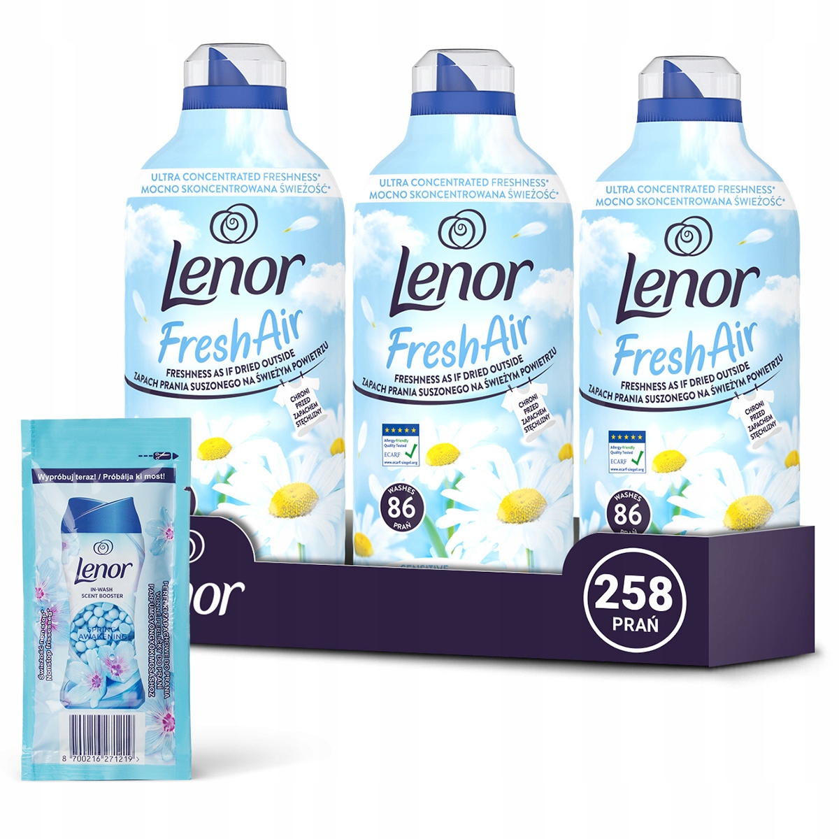 Lenor Fresh Air Płyn do płukania tkanin Sensitive 1,2L, 258 prań