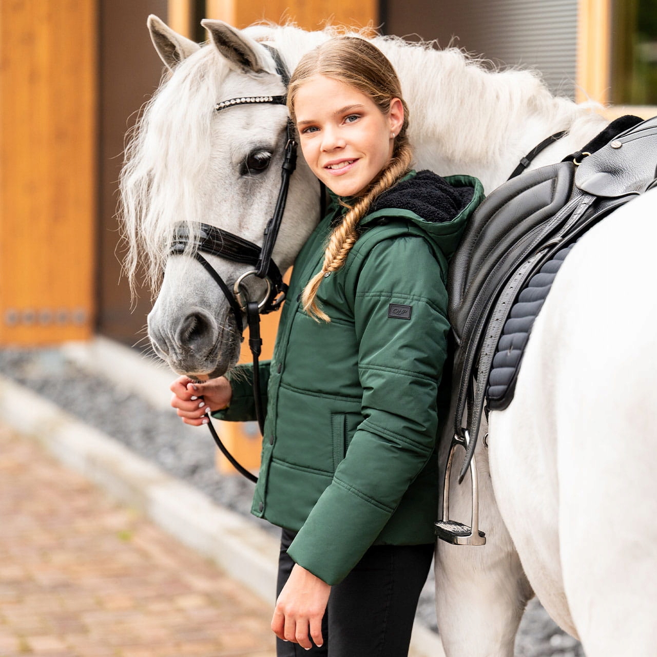 Qhp Zimowa Kamizelko-kurtka dziecięca 2w1 Rayah Jungle Green 140cm