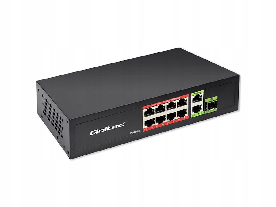 Switch x10 10/100/1000Mbps x1 Sfp Poe 120W Qoltec 52297