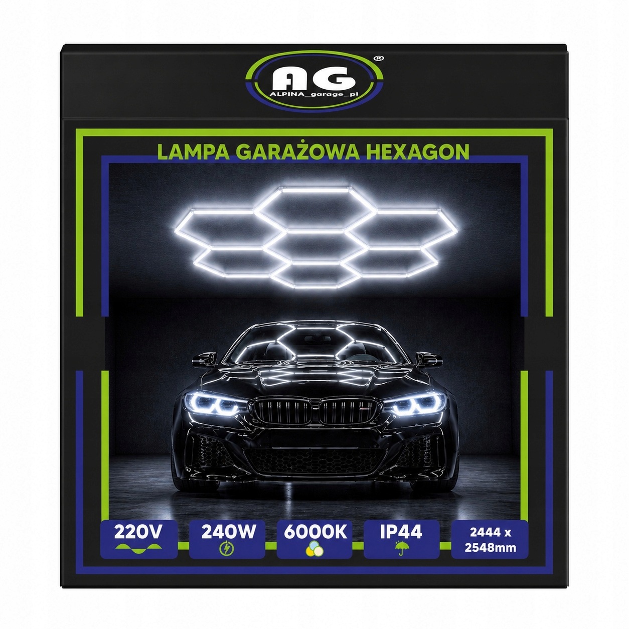 Hexagon Led Medová Plástev Panelová lampa do dílny 240W 6500K 244x245cm