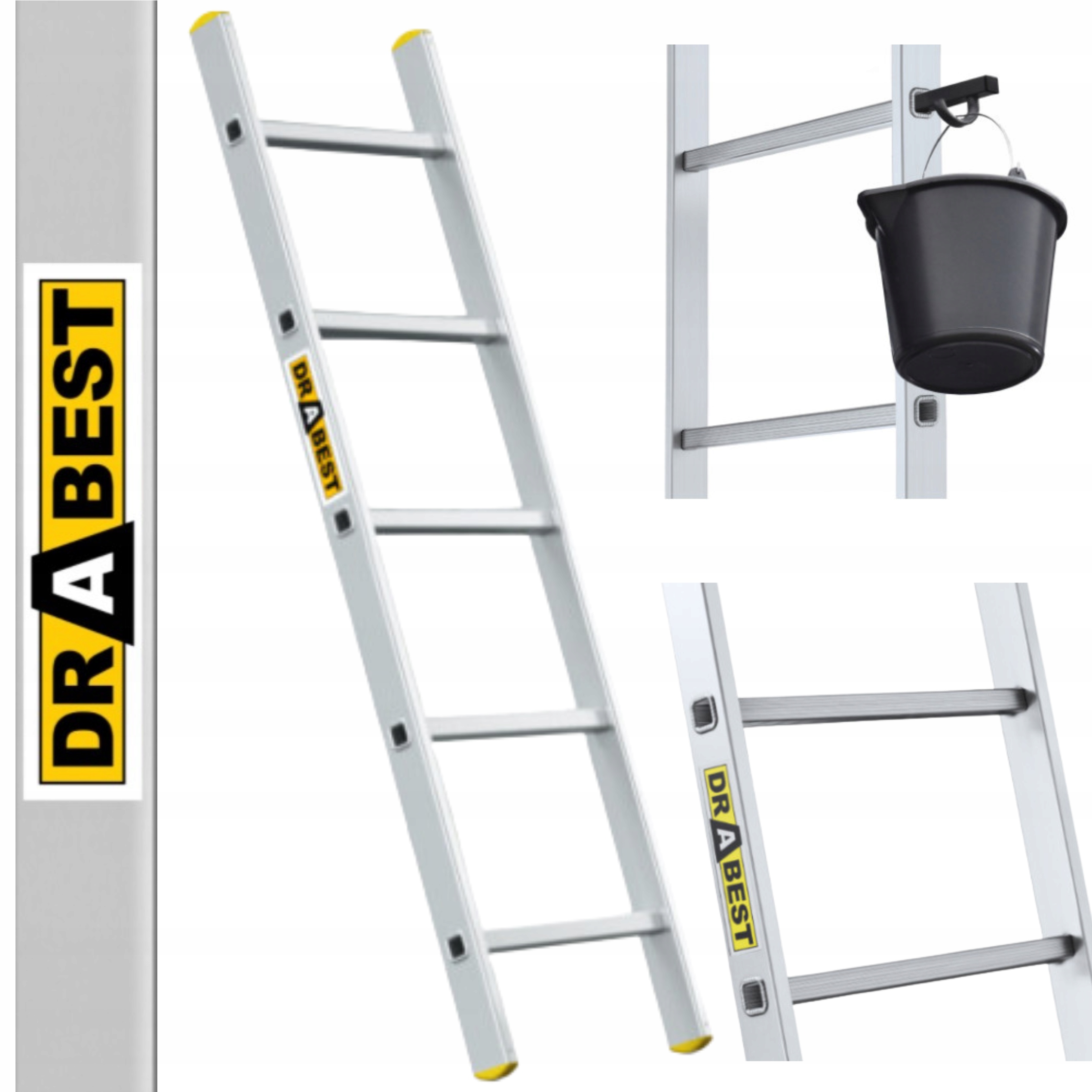 

Drabina aluminiowa przystawna 1x5 Pro Drabest +hak