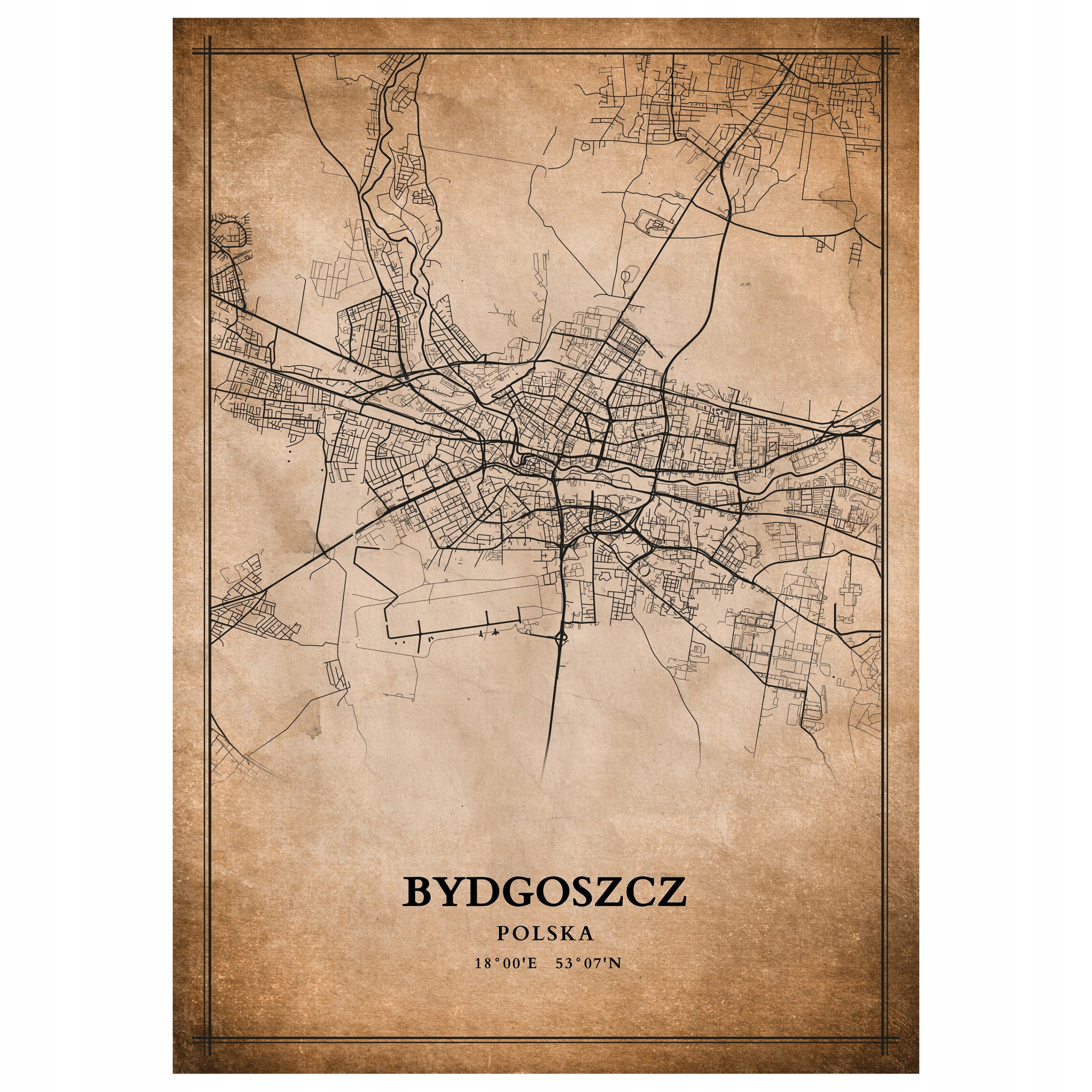 

Plakat Mapa miasta vintage Bydgoszcz 70x50cm