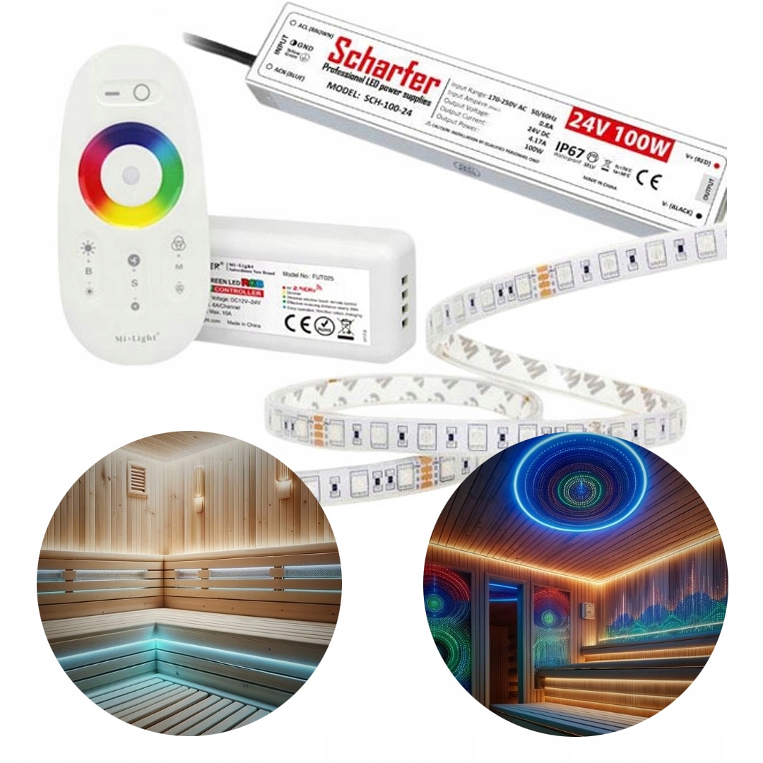 Sada Led Do Sauny – Led Páska Rgb 14,4W 5M Ovládač Napájací Zdroj 24V