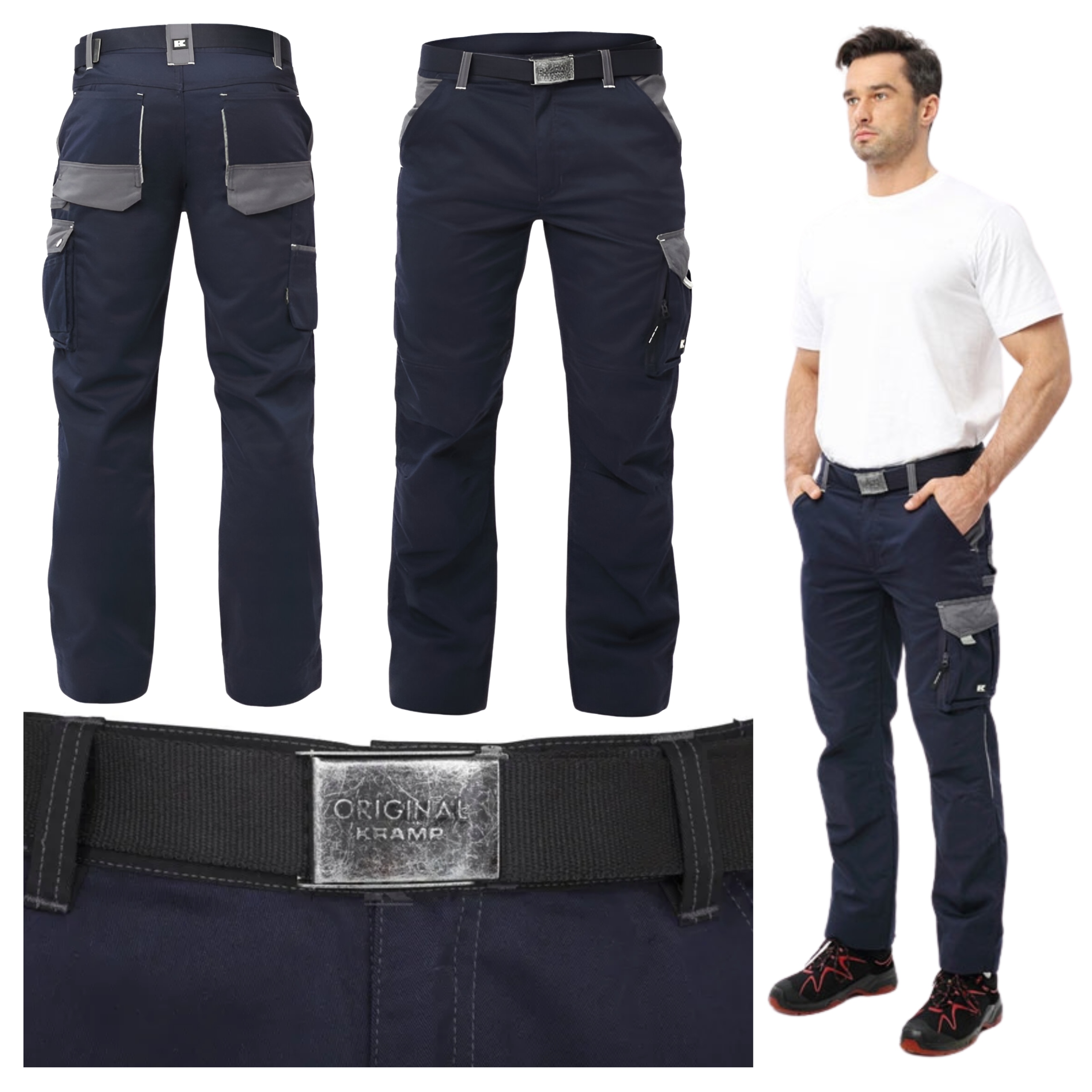 Spodnie Robocze Męskie Bhp Elastyczne Mocne Do Pasa 3XL