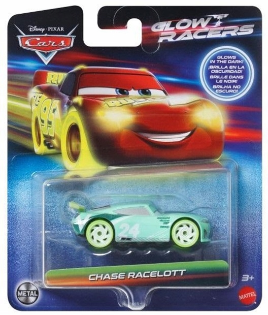 CHASE RACELOTT #24 Fluorescencyjny Glow Racers Mattel Autko 1:55 Auta Cars