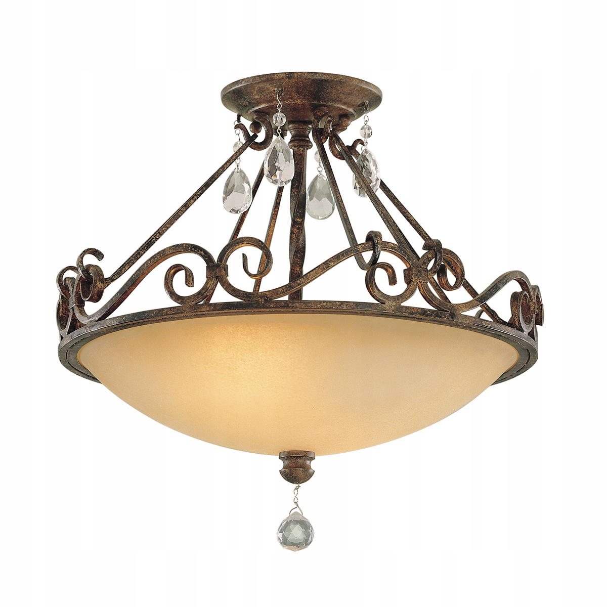 Retro stropná lampa s kryštálmi 2xE27 60W kávová Feiss