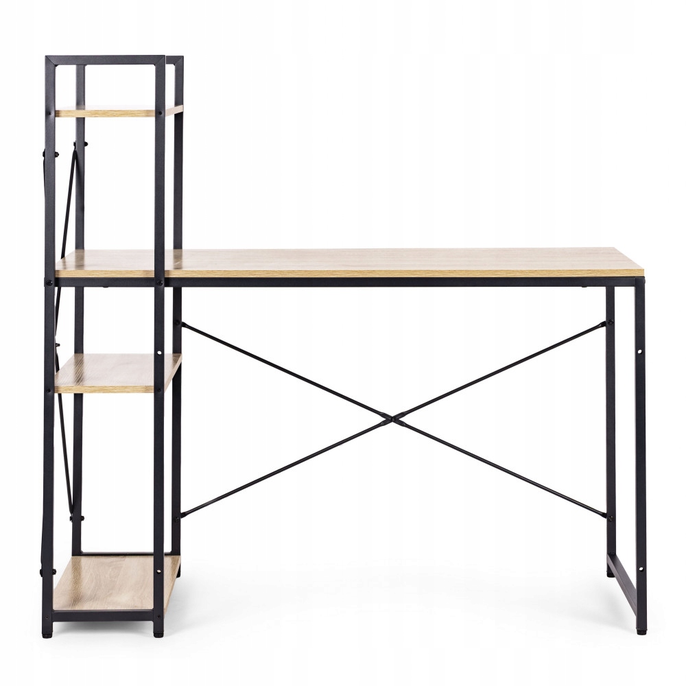 Počítačový Stůl Loft 120X60 CM 3 Police Světlý Dub