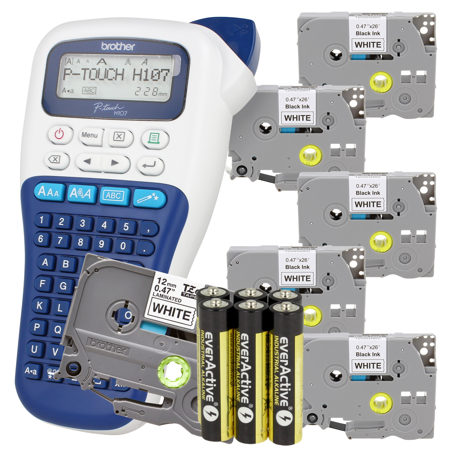

Zestaw drukarka Brother PT-H107B 5x TZE-231 biał