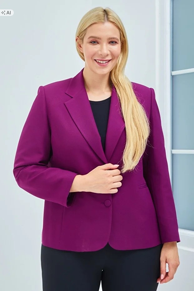 Fialové Dámské Sako Z Hladké Tkaniny 52 5IA