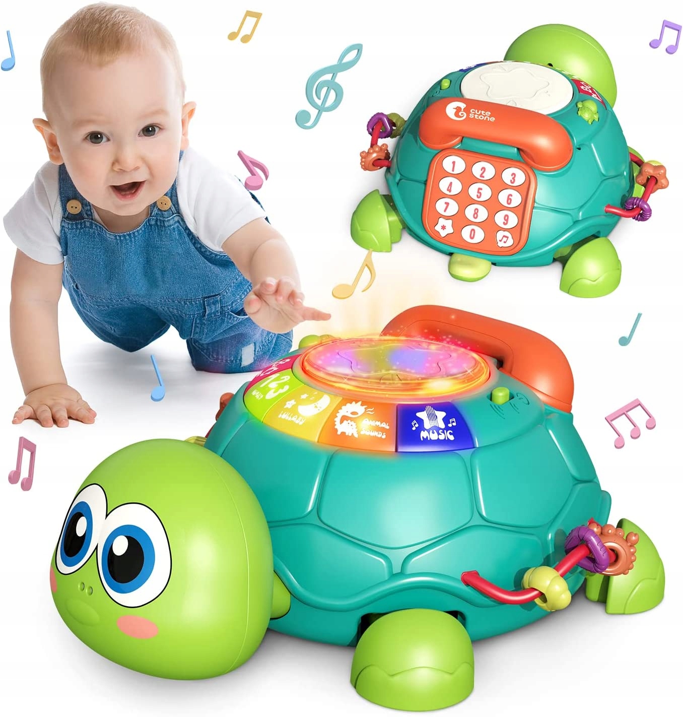 ZABAWKA MUZYCZNA DLA DZIECI Z PEŁZAJĄCYM ŻÓŁWIEM Marka bez marki