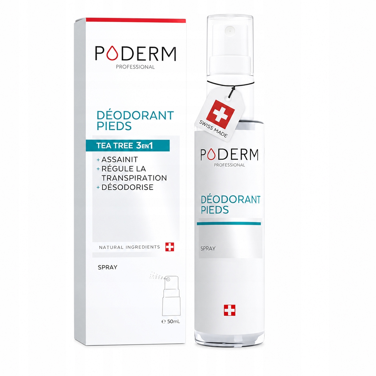 Poderm Tea Tree 3v1 Sprej na nohy s čajovníkem 50 ml