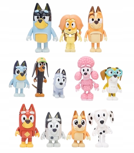 

12 Sztuk Figurki Bluey i Bingo rodzina przyjaciele