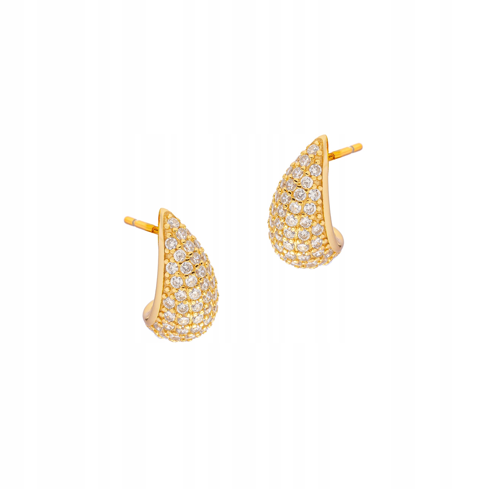 Stříbrné 925 pozlacené náušnice se slzami a zirkony