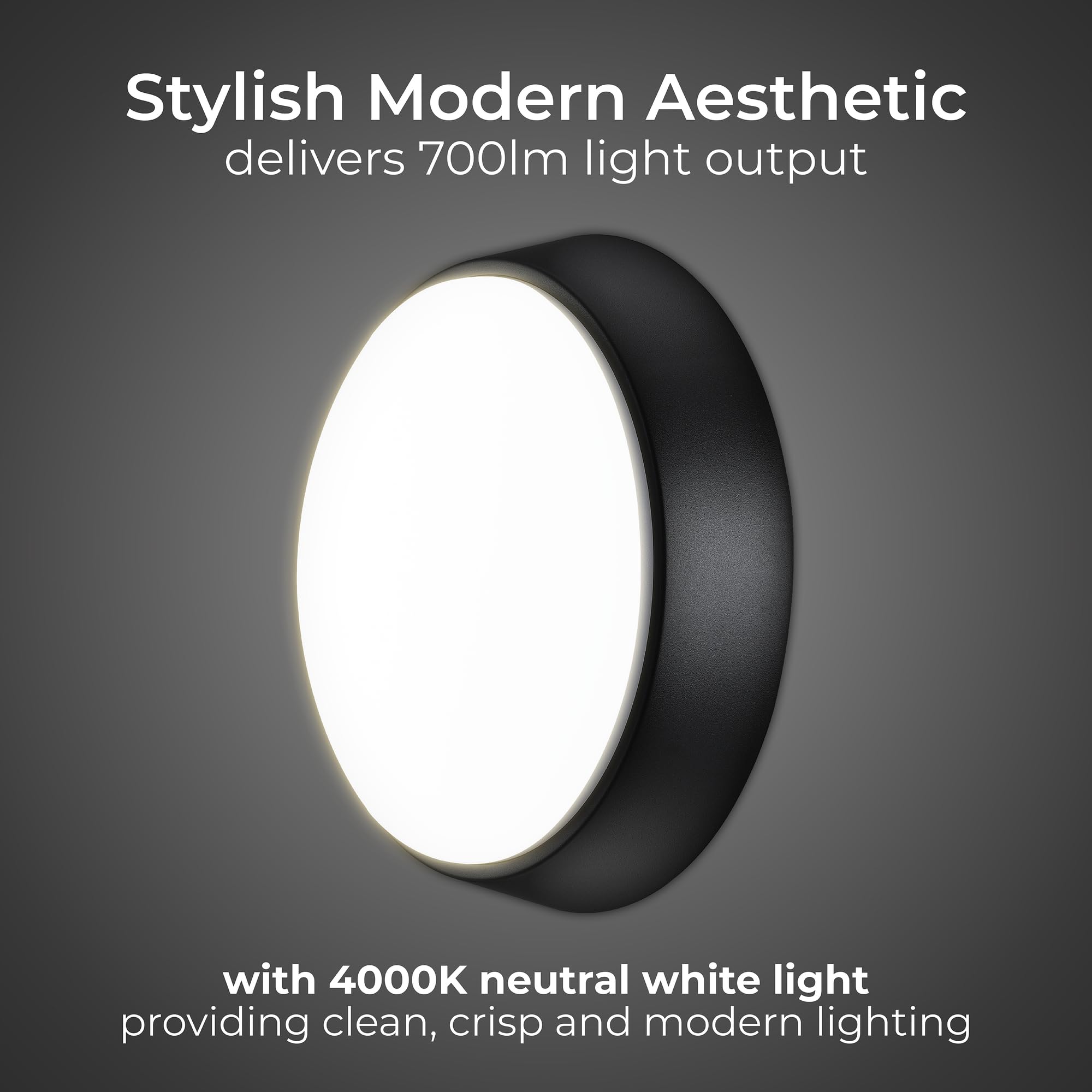 Lampa Zewnętrzna LED Okrągła Wodoodporna Czarna Biała 10W IP54 LUCECO — miniatura 2