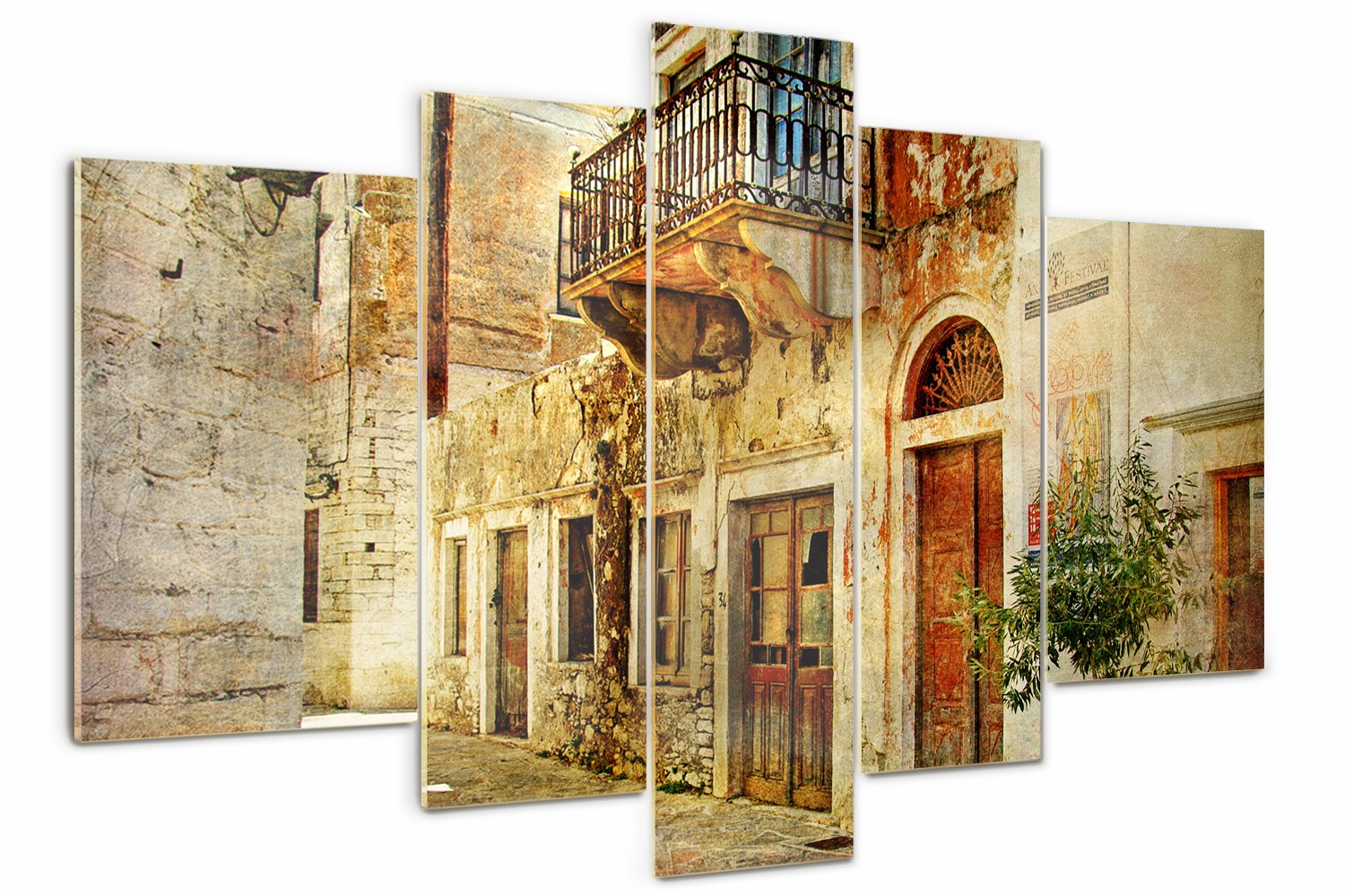Skleněný triptych Uličky v Řecku