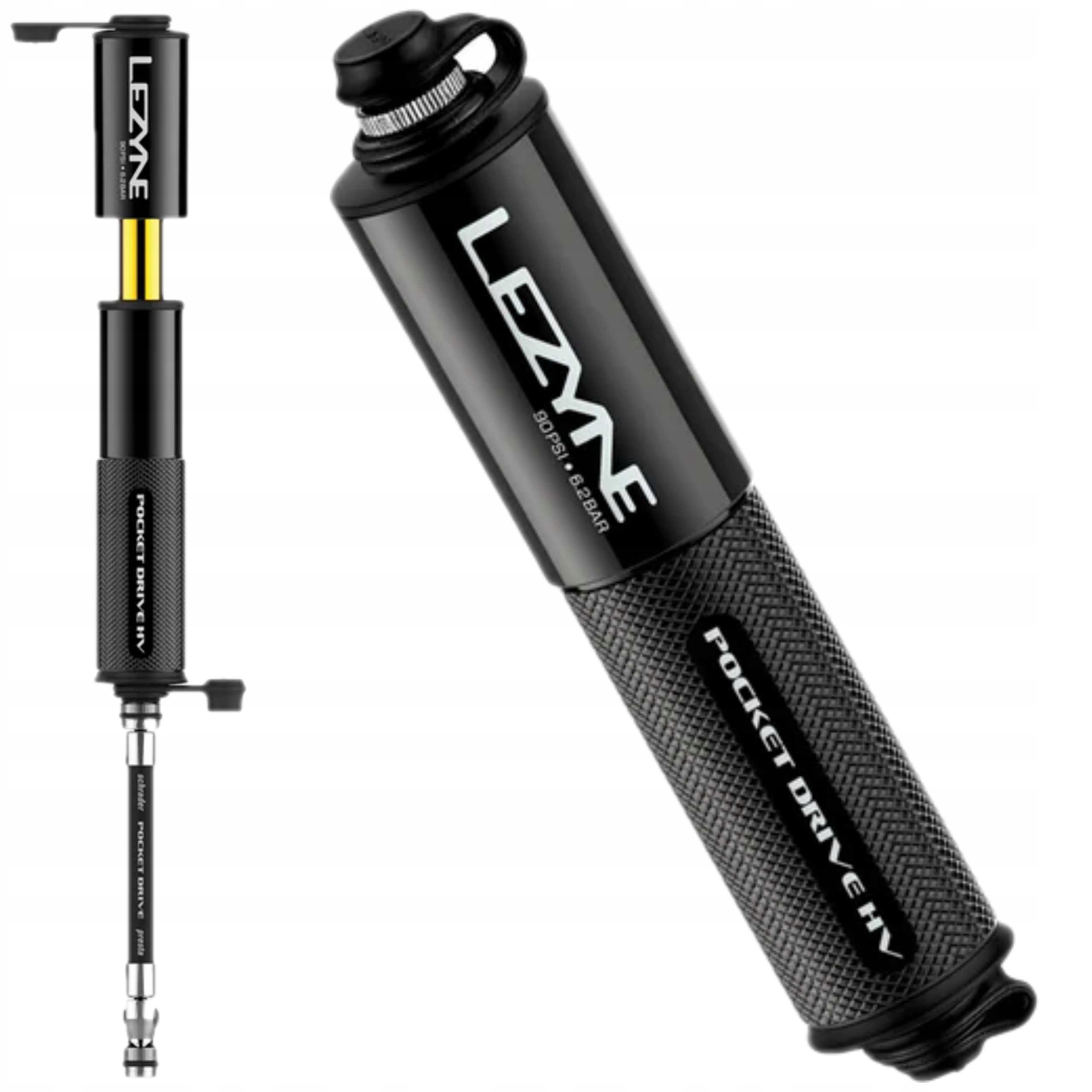 Mini cyklistická pumpa Lezyne Pocket Drive Hv Black Mtb Presta Schrader 90PSI