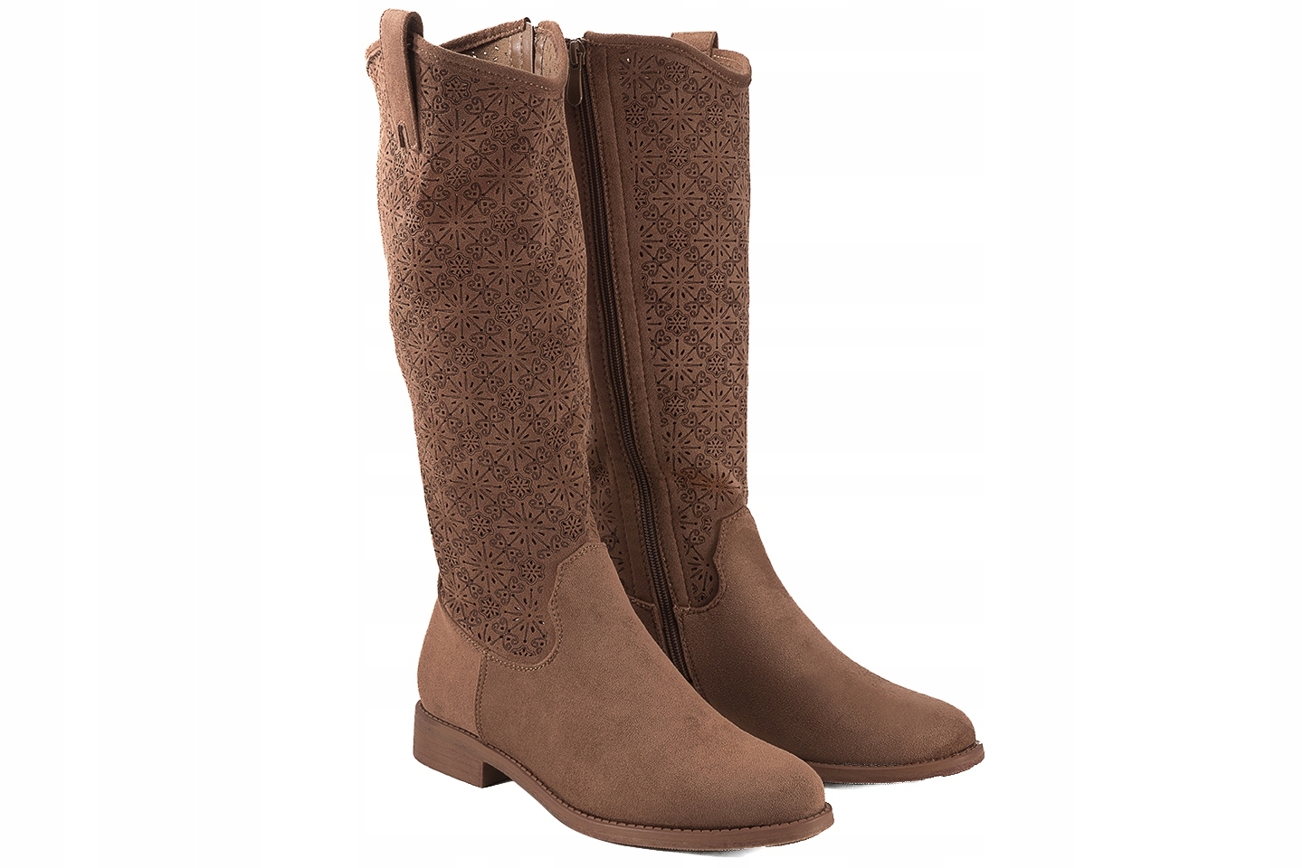 S.barski HY52-534 Ażurové Kozačky Dámské Vysoké Semišové Eko coffee 36 Brą