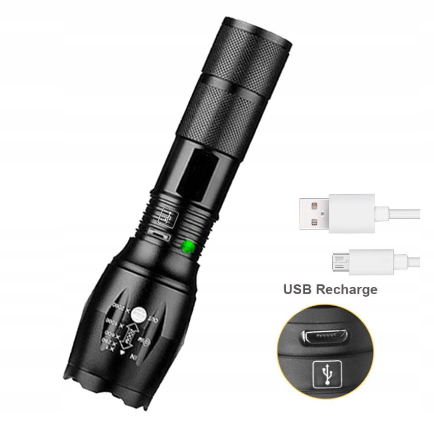 MOCNA LATARKA WOJSKOWA CREE - ZOOM - ŁADOWANIE USB Marka inna marka