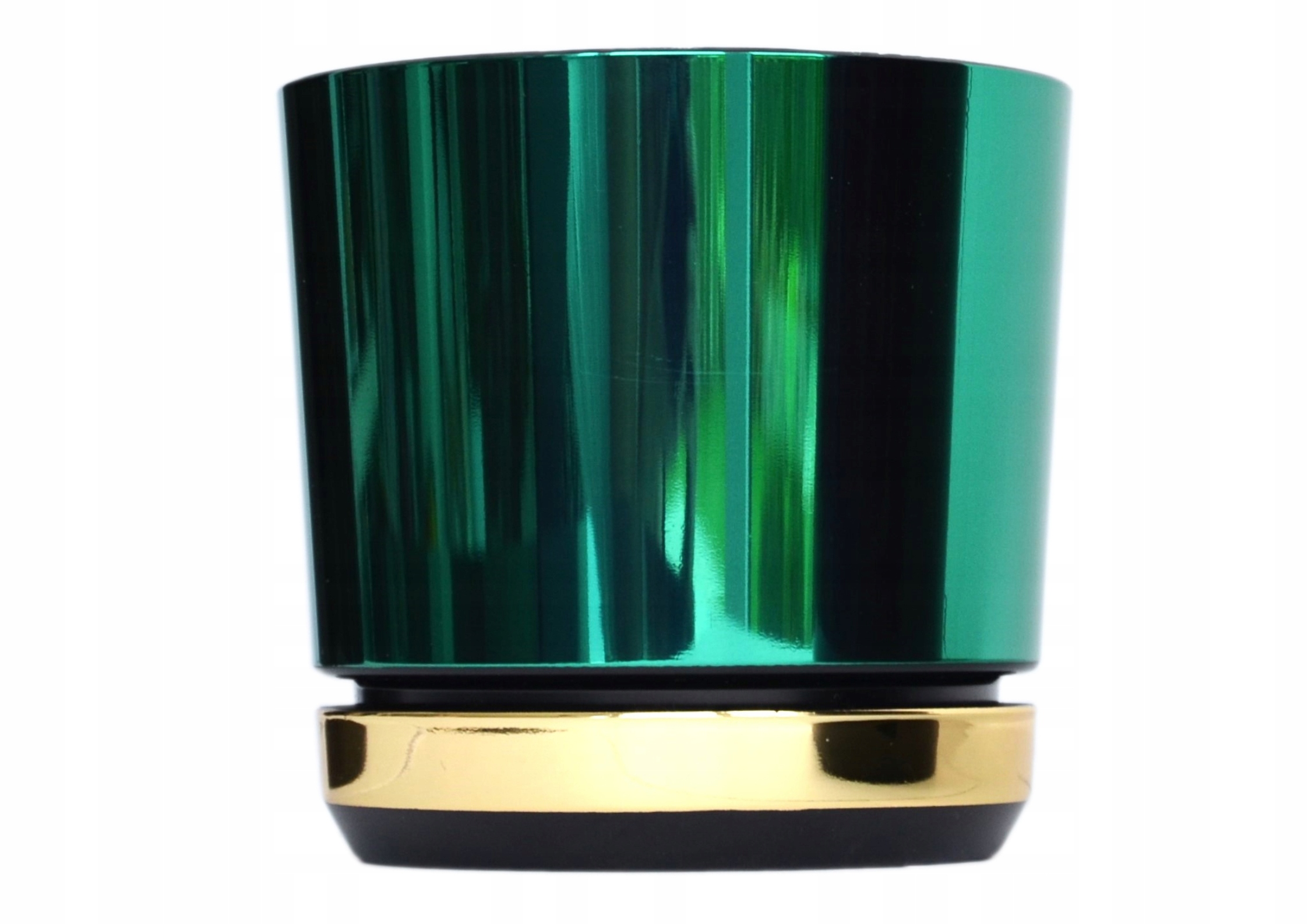 32 cm Duża szeroka donica Doniczka Duo dwukolorowa Zielona podstawka Złota