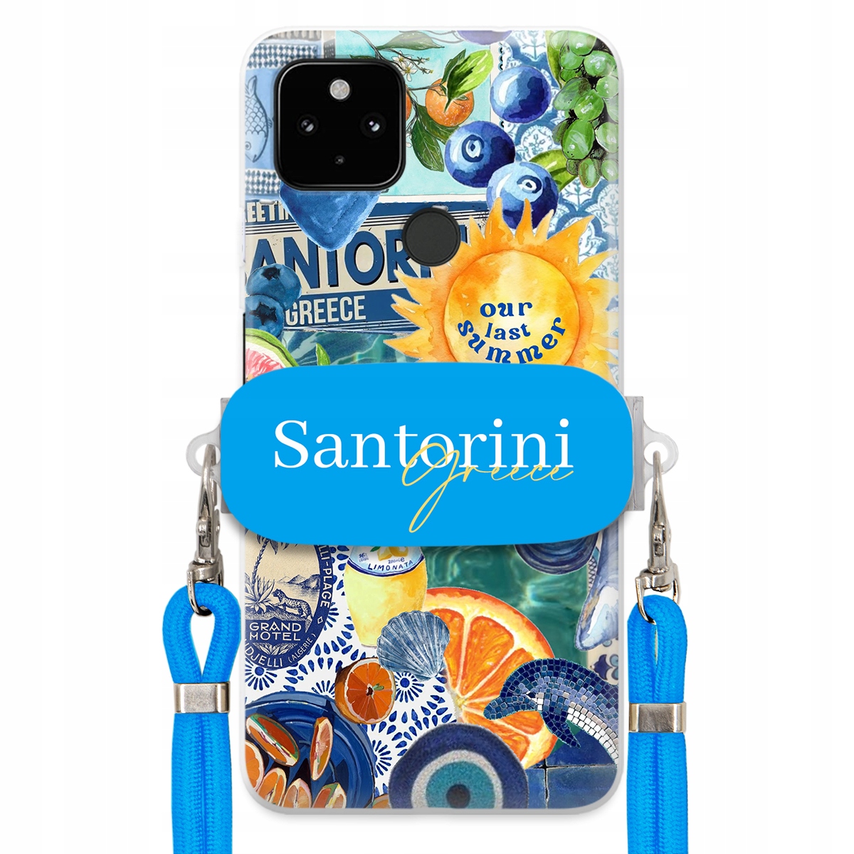 Puzdro pre Google Pixel 4A 5G Modré Crossbody vodítko držiak Santorini Sea