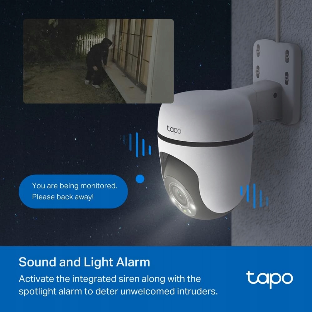 TP-LINK TAPO C510W Kamera Zewnętrzna 360° 2K IP65 Nocne Widzenie Audio — miniatura 6