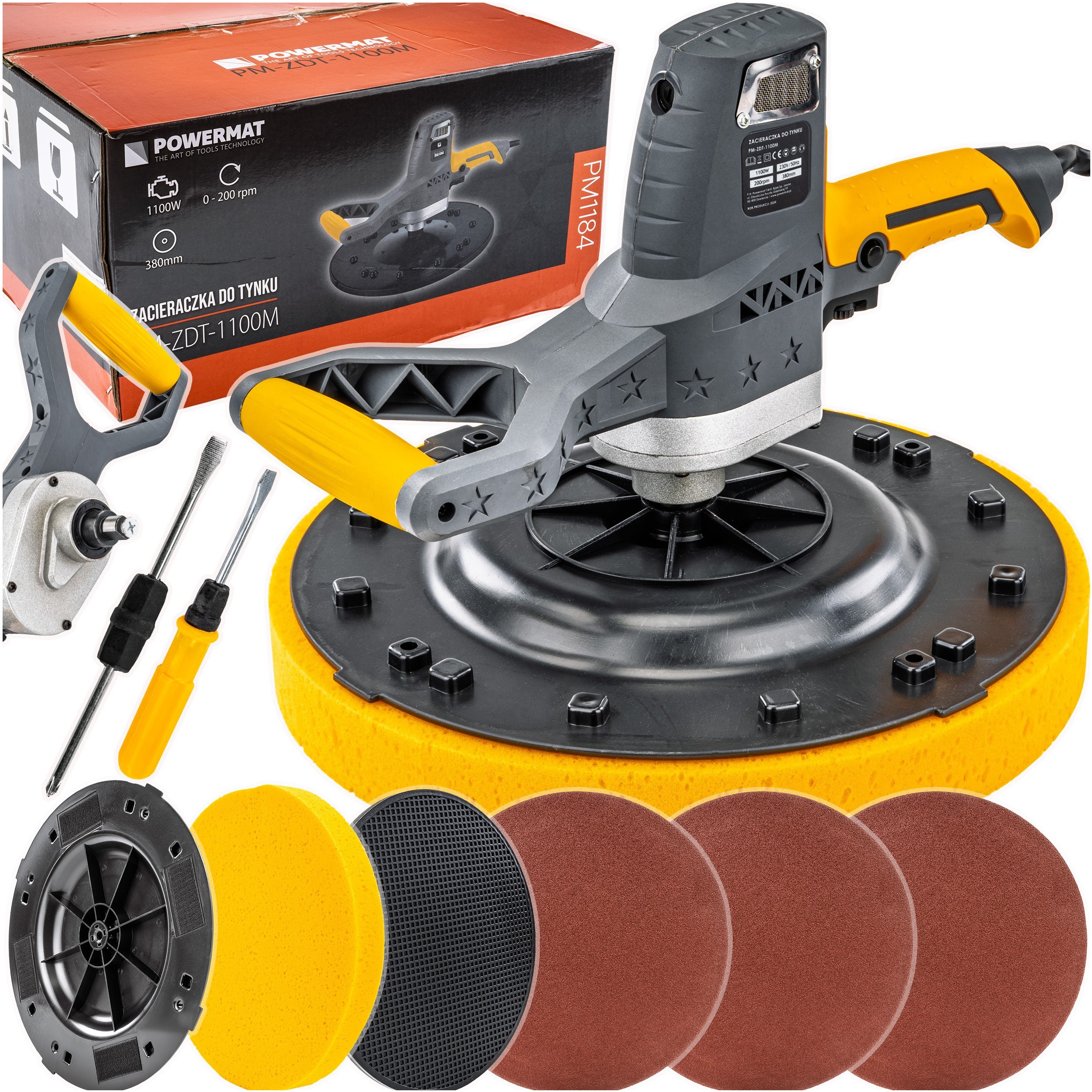 Zacieraczka Do Tynków Gładzi Styropianu 380MM Szlifierka 1100 W Regulacja