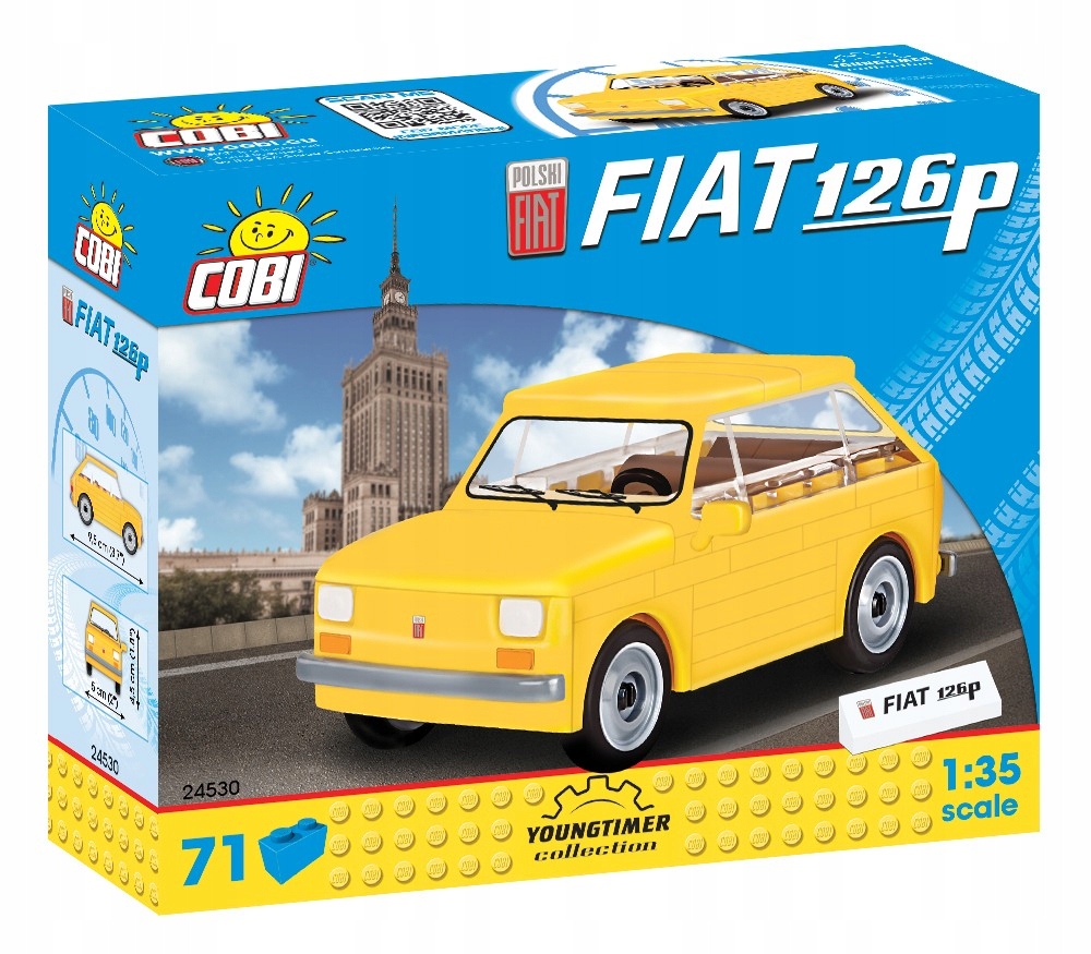 klocki Cobi 24530 Fiat 126p Maluch Żółty "Kaszlak" 71 elementów