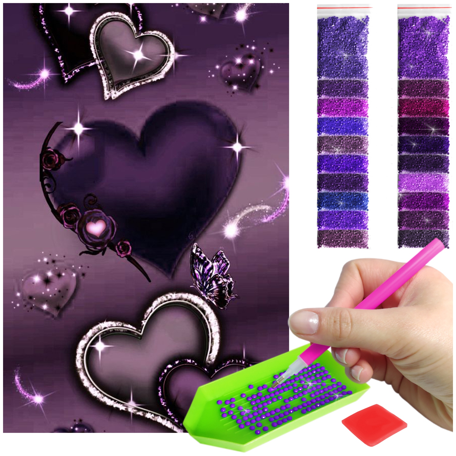 Valentýnský diamantový Haft 60x40cm Diamond Painting Mozaika Příslušenství