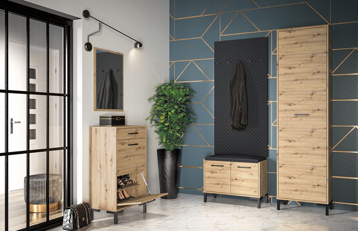 Wieszak Tapicerowany 70 cm Czarny NIVA ML Wysokość mebla 145 cm