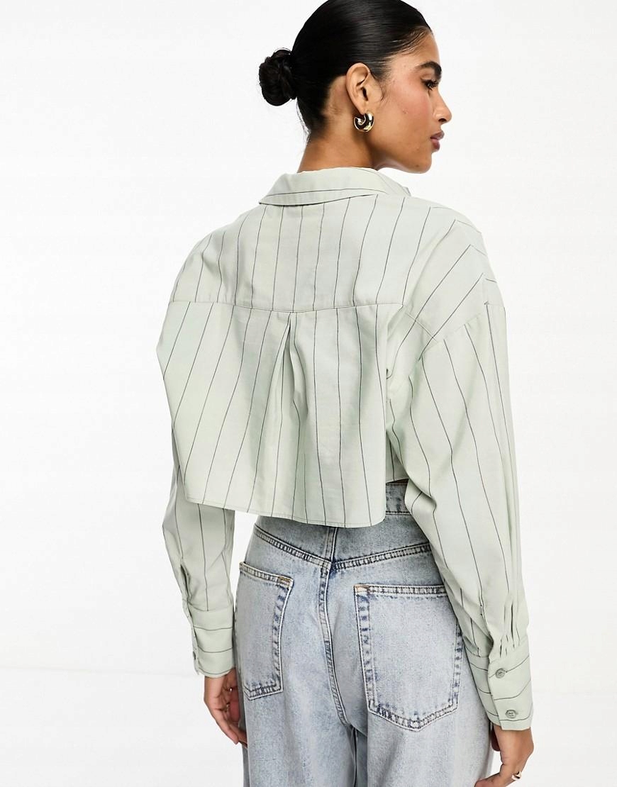 Asos Design KRÓTKA ZIELONA KOSZULA WZÓR PASKI NJ1 pir XXL Rozmiar XXL